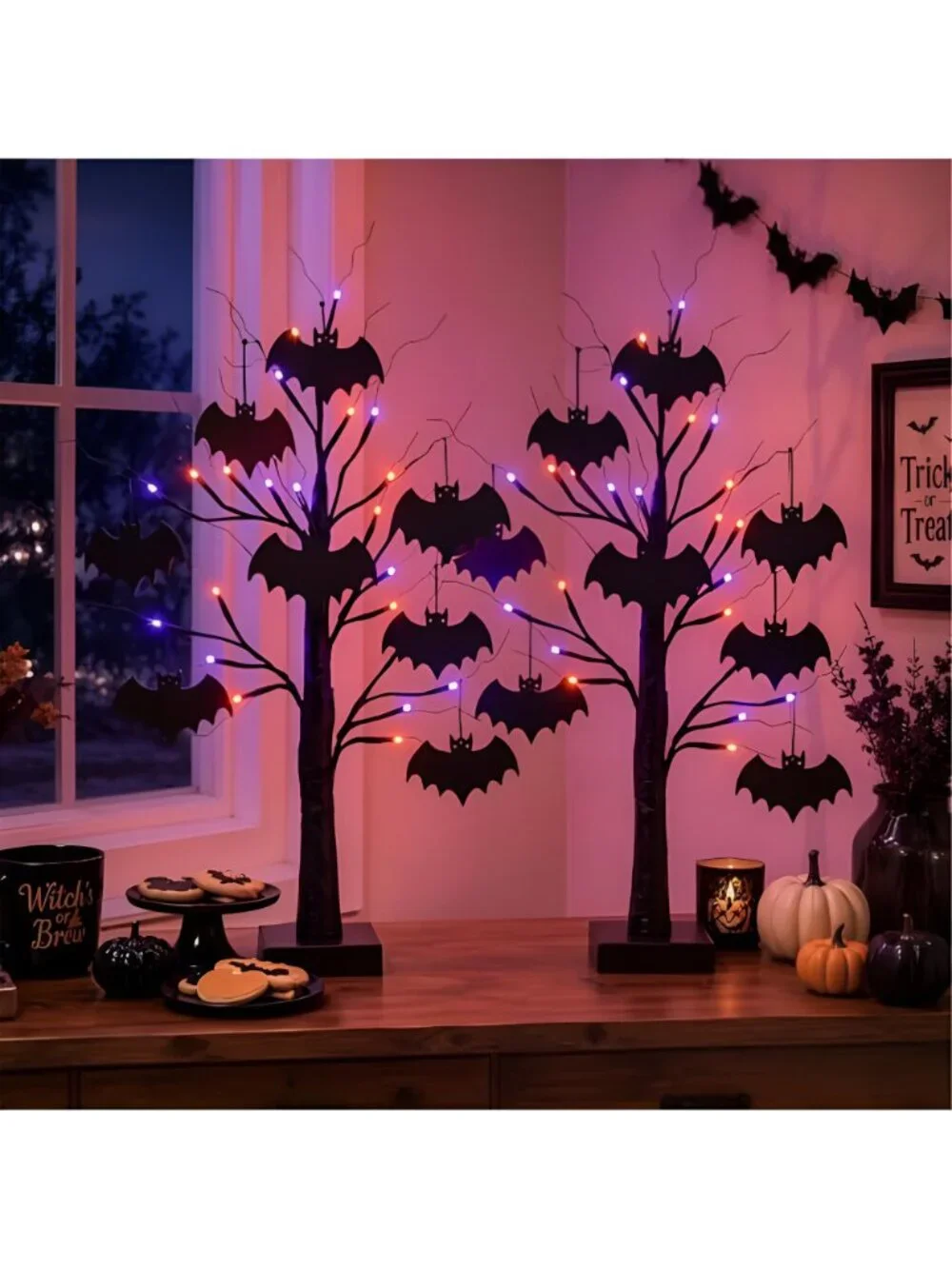 Halloween Decorations Indoor, 2 Pack 24 Inch Black Halloween Tree